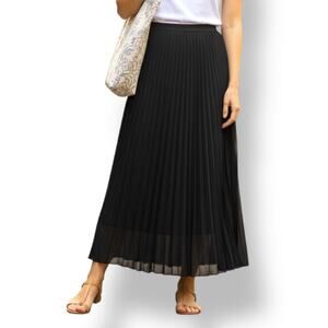 Mister J Vintage Black Sheer Pleated Maxi Skirt Witchy Whimsigoth Sz M USA